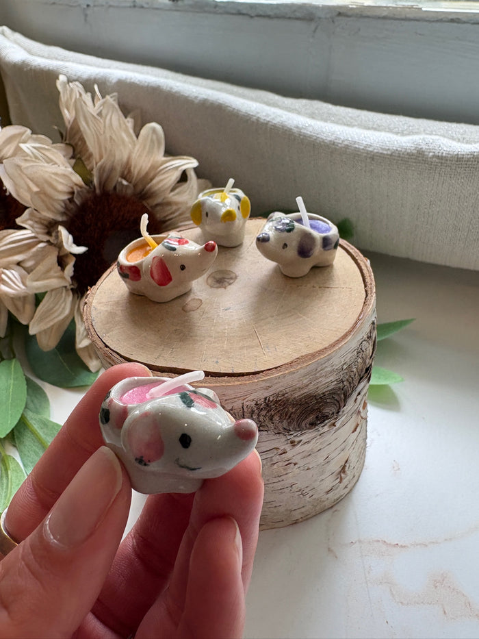 Baby Elephant Ceramic Mini Candle