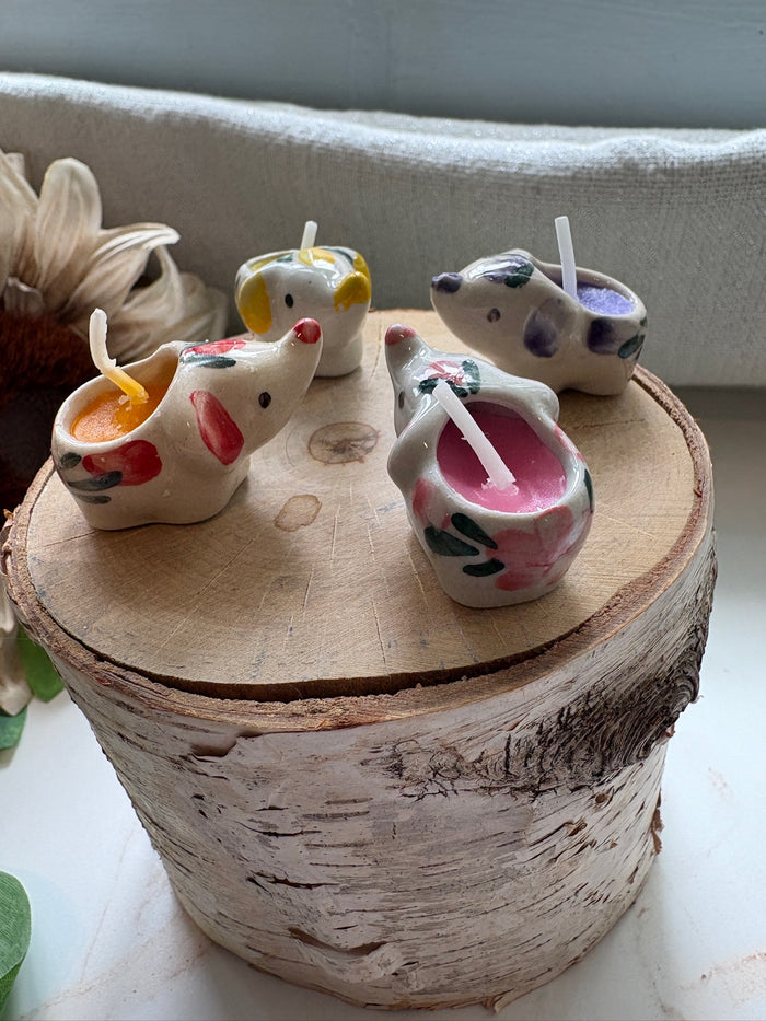 Baby Elephant Ceramic Mini Candle
