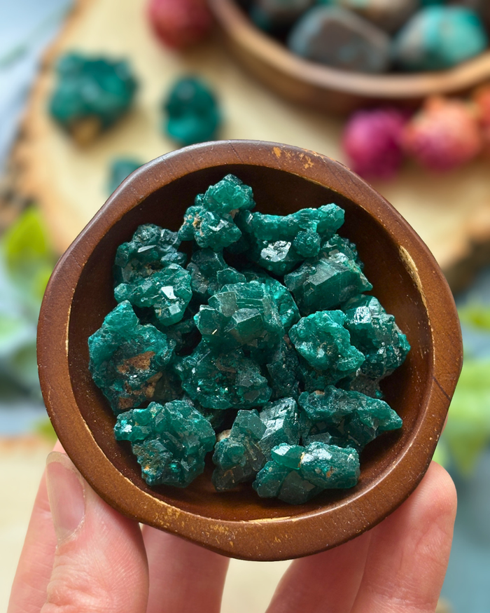 A-Grade Dioptase Clusters for Emotional Release & Renewal