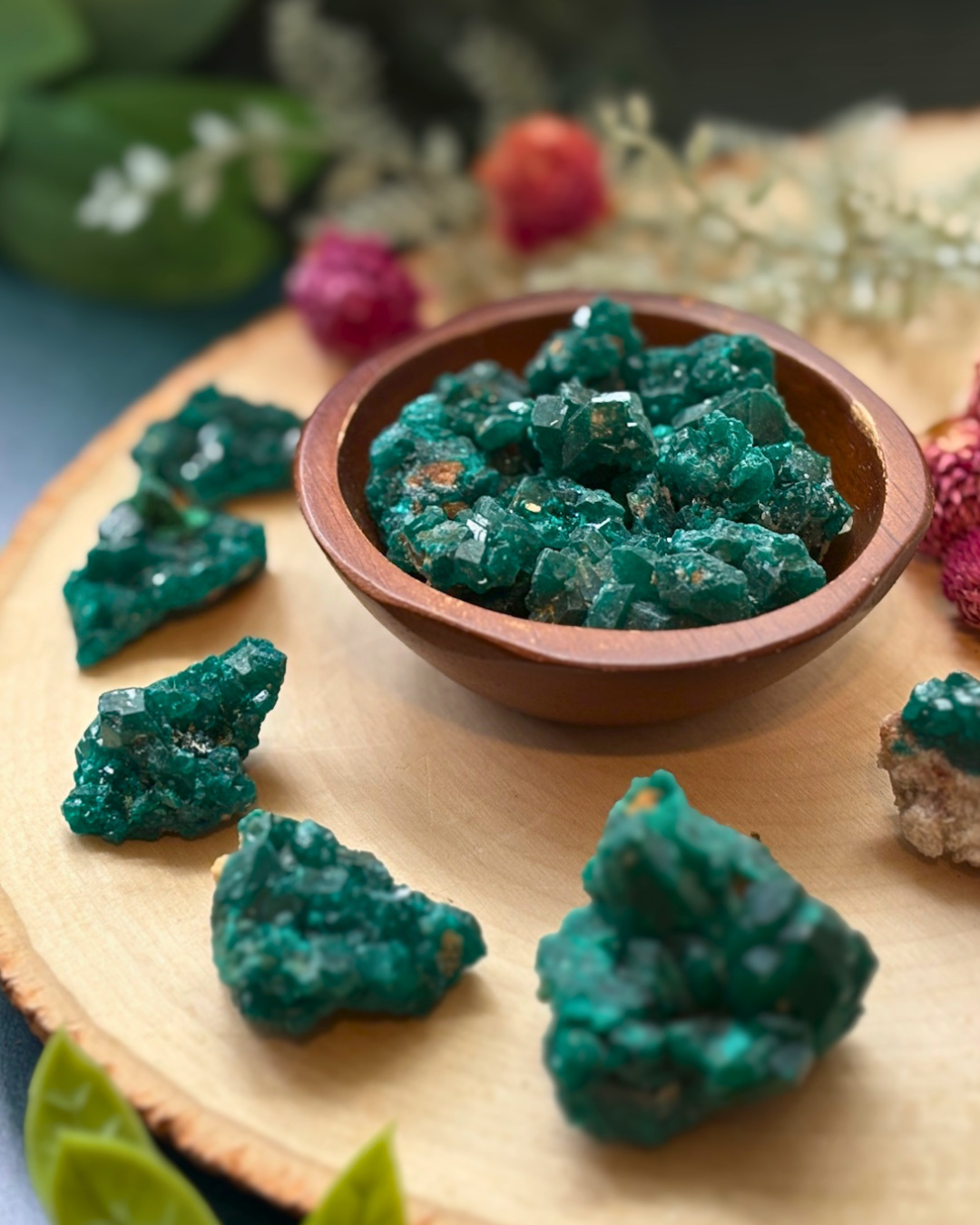 A-Grade Dioptase Clusters for Emotional Release & Renewal