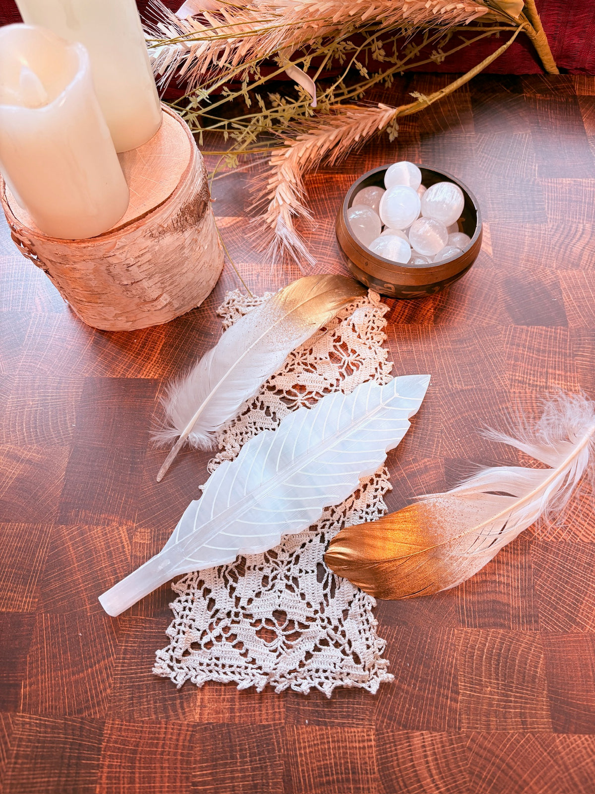 Feather Selenite Incense Burner