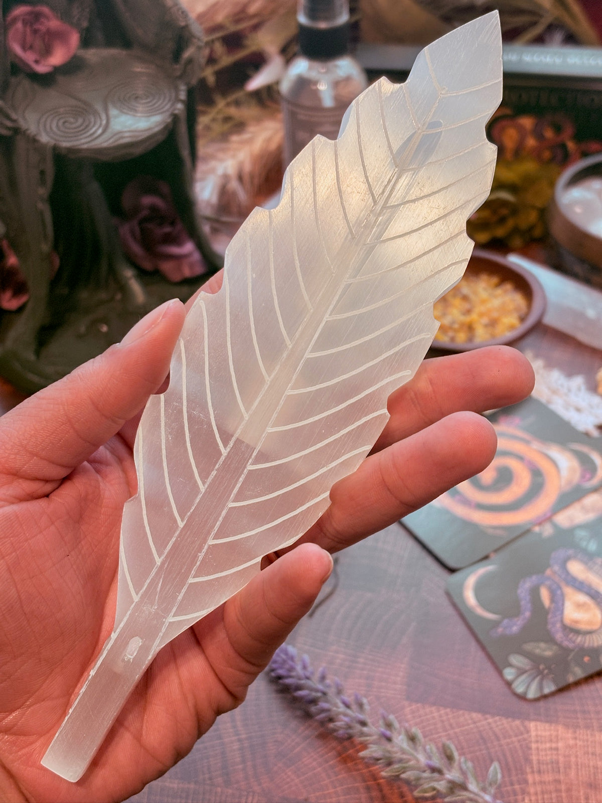 Feather Selenite Incense Burner