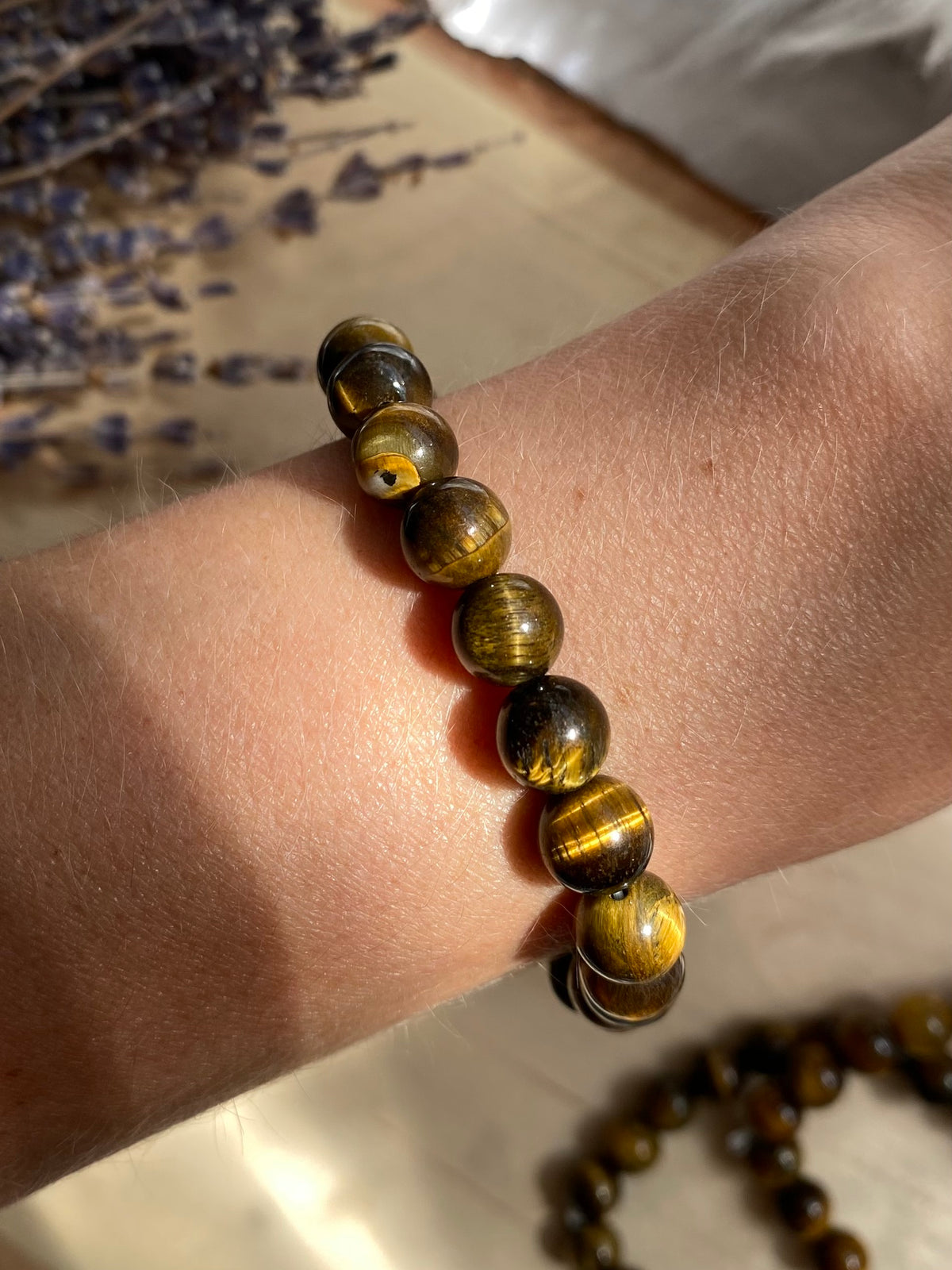Golden Tiger's Eye Beaded Gemstone Bracelet