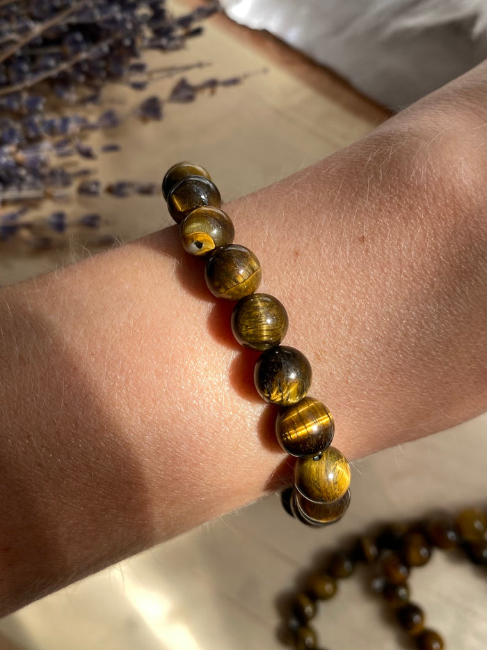 Golden Tiger's Eye Beaded Gemstone Bracelet
