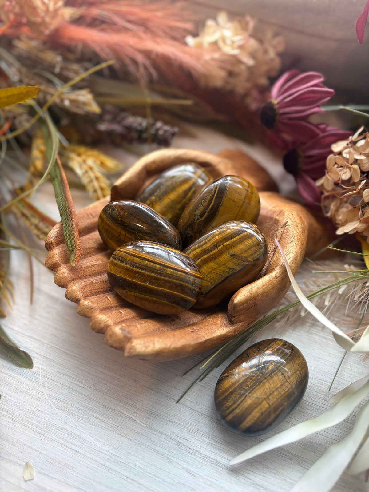 Golden Tiger’s Eye Palm Stones for Personal Power & Energy
