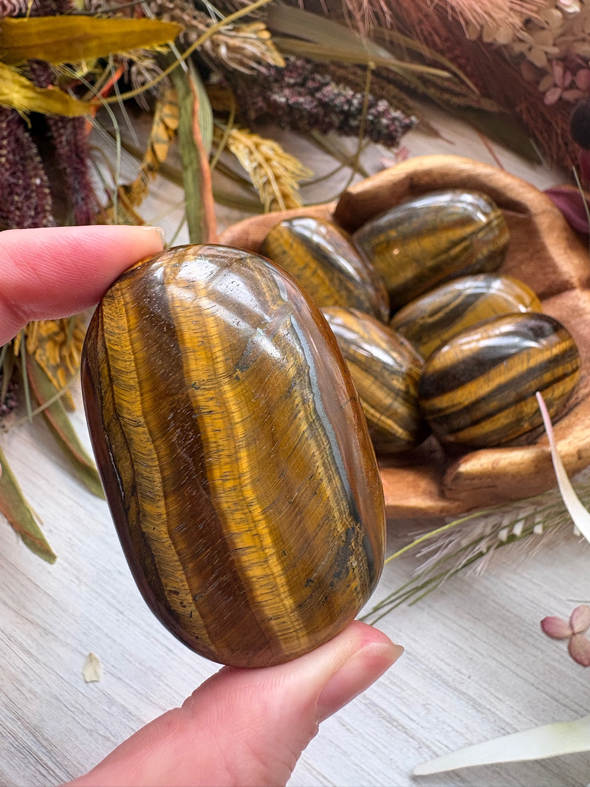 Golden Tiger’s Eye Palm Stones for Personal Power & Energy