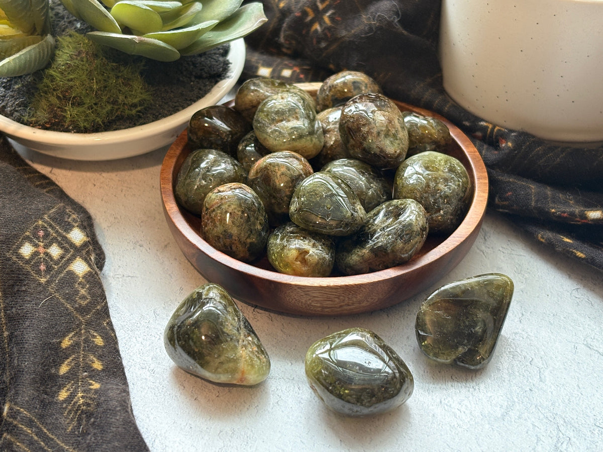 Tumbled Green Garnet for Heart Healing & Nature Connection