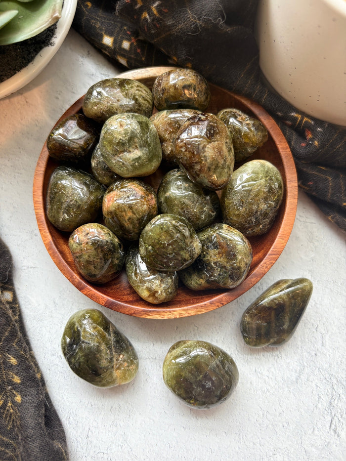 Tumbled Green Garnet for Heart Healing & Nature Connection
