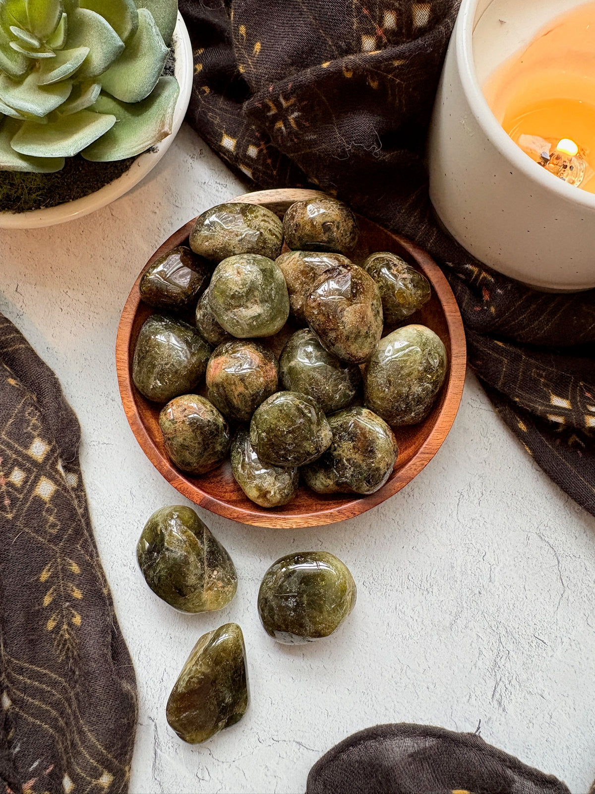 Tumbled Green Garnet for Heart Healing & Nature Connection