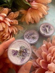 Peaceful Sleep & Relaxation Spell Candle with Amethyst & Lavender