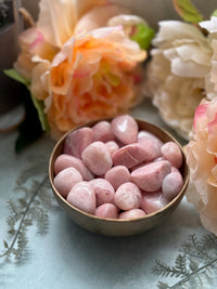 Bowl of Tumbled Pink Petalite Stones