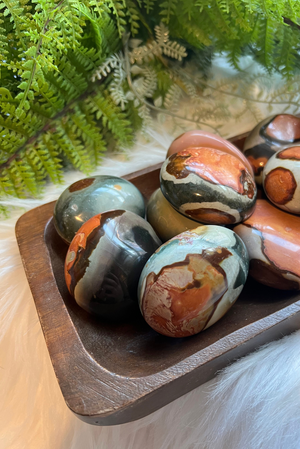 Polychrome Jasper Palm Stones for Artistry and Alignment