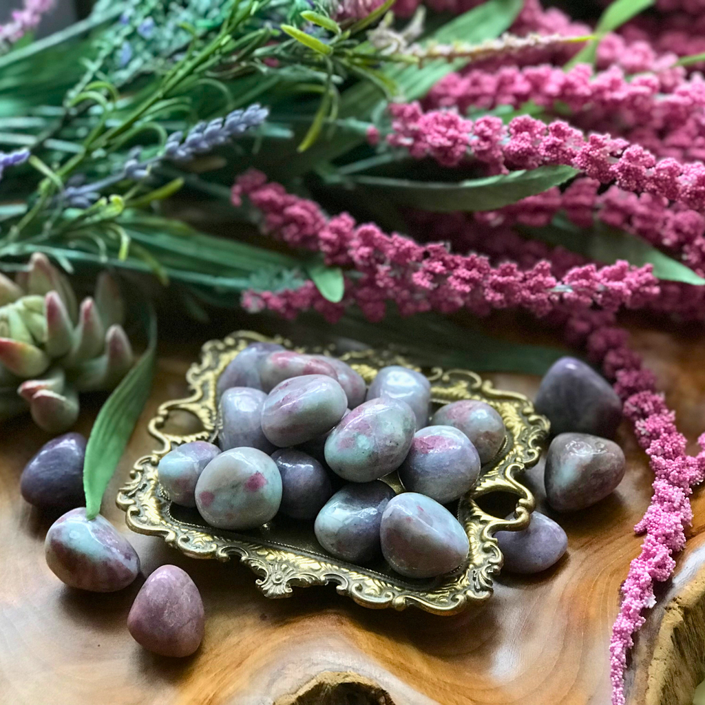 Tumbled Pink Tourmaline in Lepidolite for Tenderness