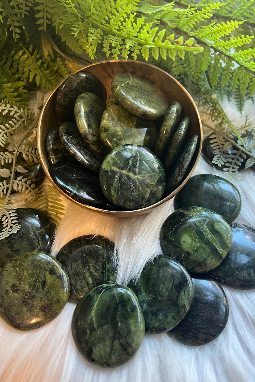 Green Nephrite Jade Mini Palm Stones for Luck & Prosperity