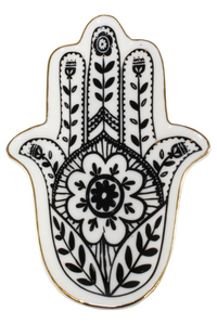 Floral Hamsa Gilt Ceramic Dish