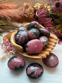 Rhodonite Palm Stones for Emotional Balance & Compassion