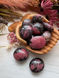 Rhodonite Palm Stones for Emotional Balance & Compassion