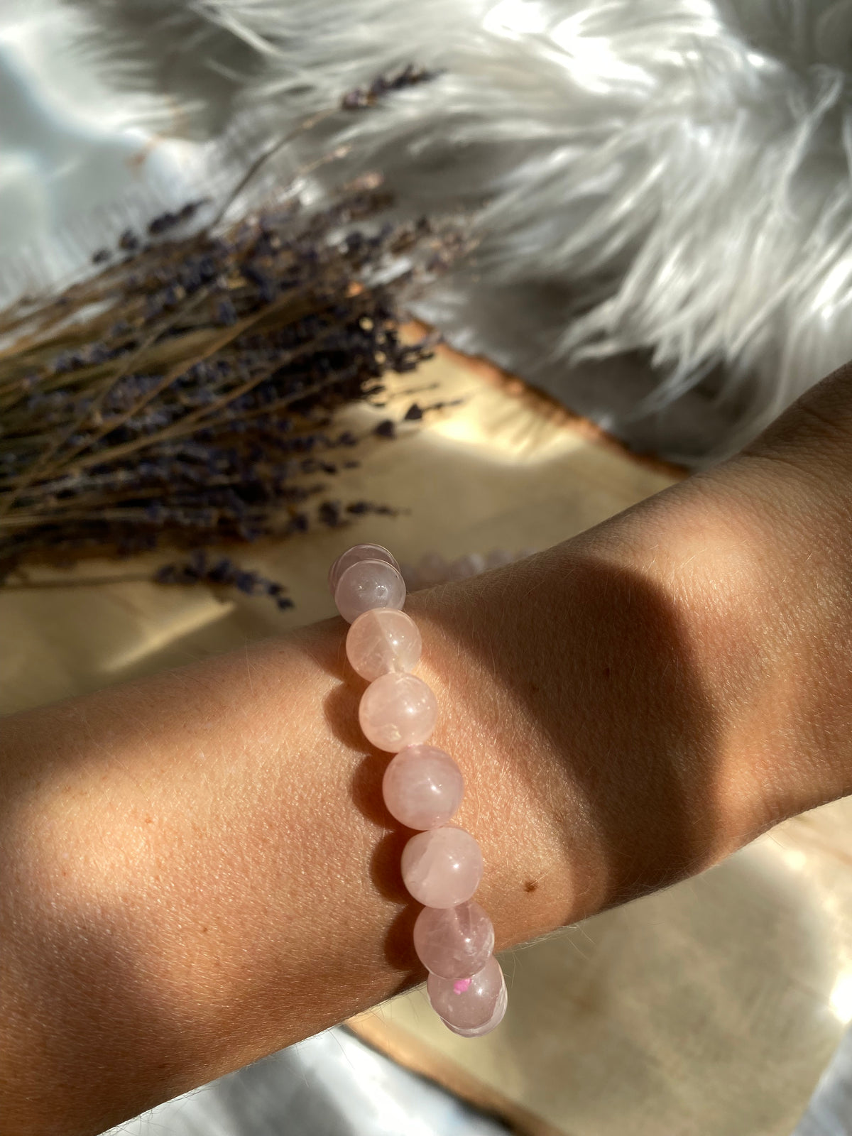 Rose Quartz Beaded Gemstone Bracelet
