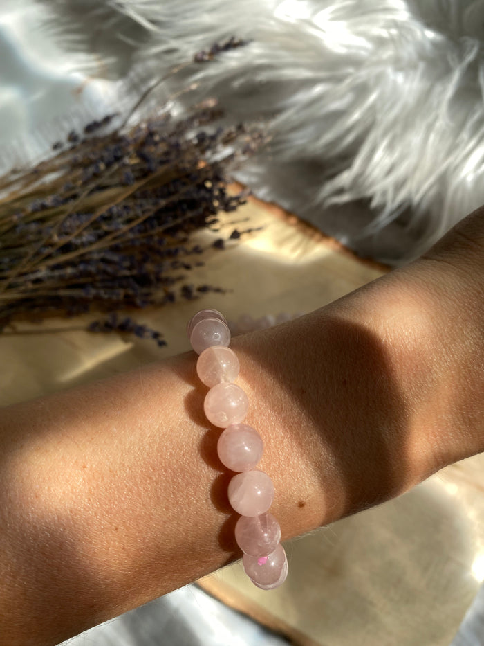 Rose Quartz Beaded Gemstone Bracelet