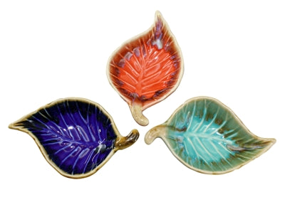 Mini Hand-Glazed Ceramic Leaf Dish - Various Colors