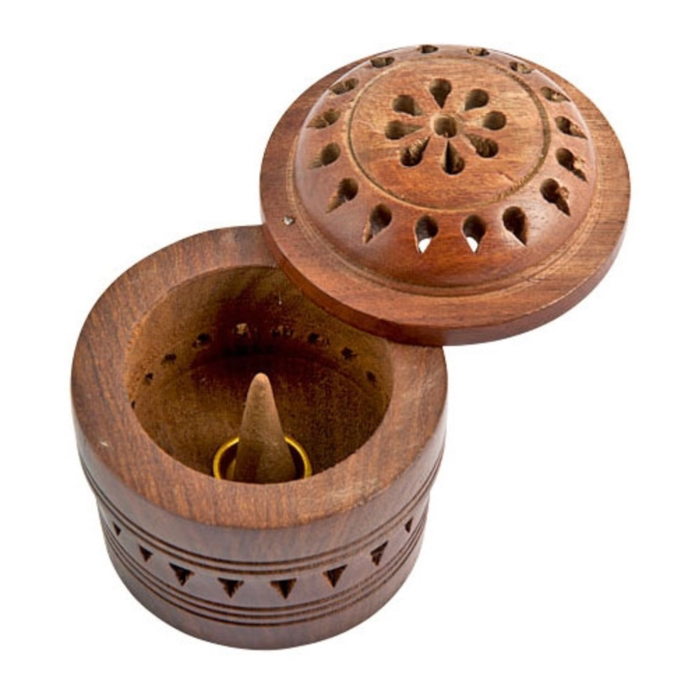 Swivel Top Wooden Cone Incense Burner