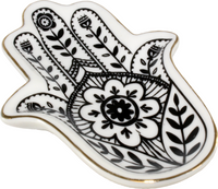 Floral Hamsa Gilt Ceramic Dish