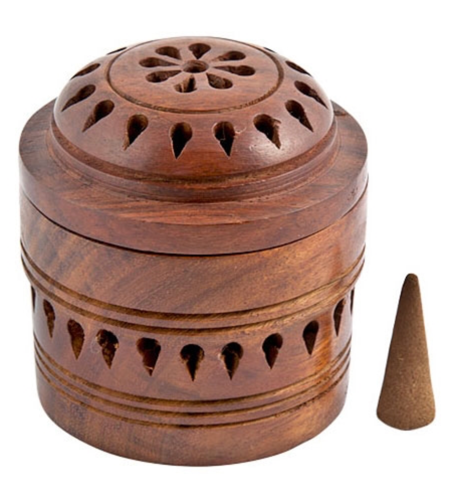Swivel Top Wooden Cone Incense Burner