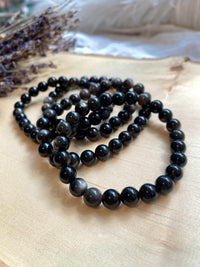 Silver Sheen Obsidian Beaded Gemstone Bracelet