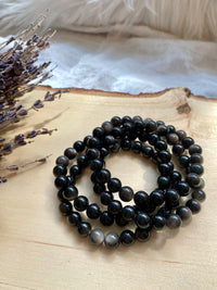 Silver Sheen Obsidian Beaded Gemstone Bracelet
