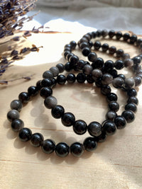Silver Sheen Obsidian Beaded Gemstone Bracelet