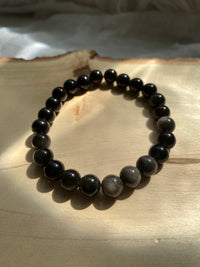 Silver Sheen Obsidian Beaded Gemstone Bracelet