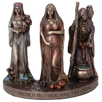 Triple Goddess Maiden, Mother, and Crone Cold Cast Bronze Statue