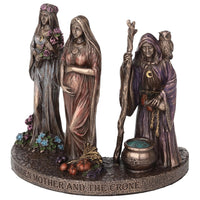 Triple Goddess Maiden, Mother, and Crone Cold Cast Bronze Statue