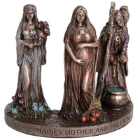 Triple Goddess Maiden, Mother, and Crone Cold Cast Bronze Statue