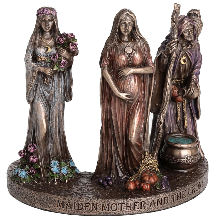 Triple Goddess Maiden, Mother, and Crone Cold Cast Bronze Statue