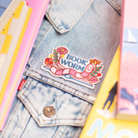 Book Worm Embroidered Patch