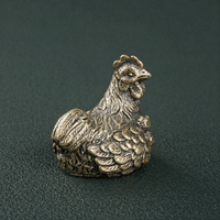 Antique Brass Roosting Hen Figurine