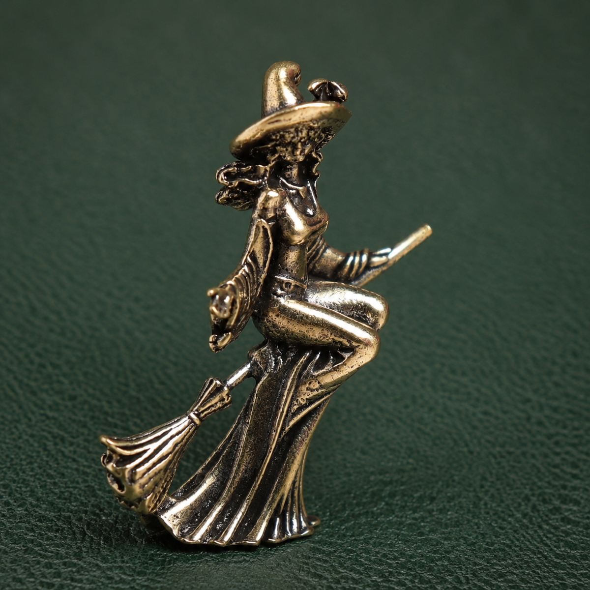 Solid Brass Witch Figurine