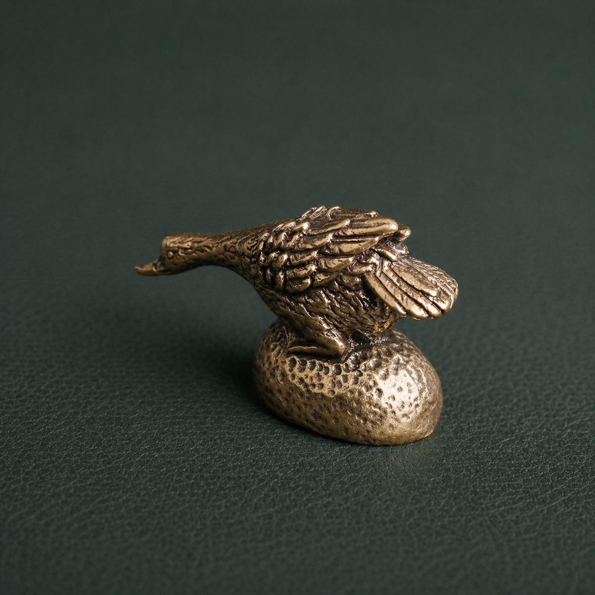 Antique Brass Goose in Pursuit Figurine