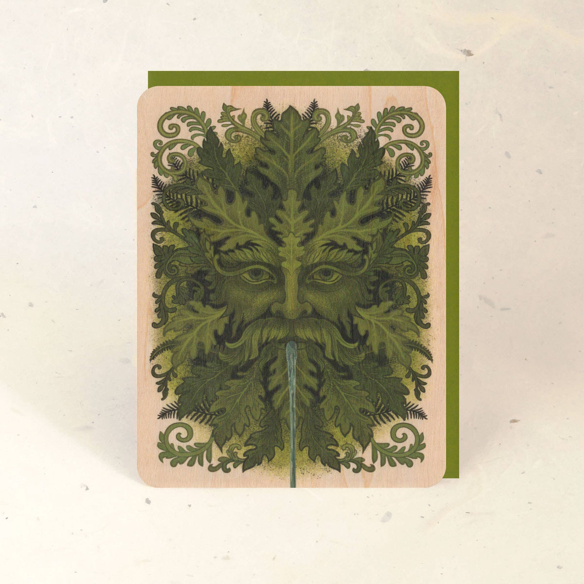 Green Man Wood Greeting Card