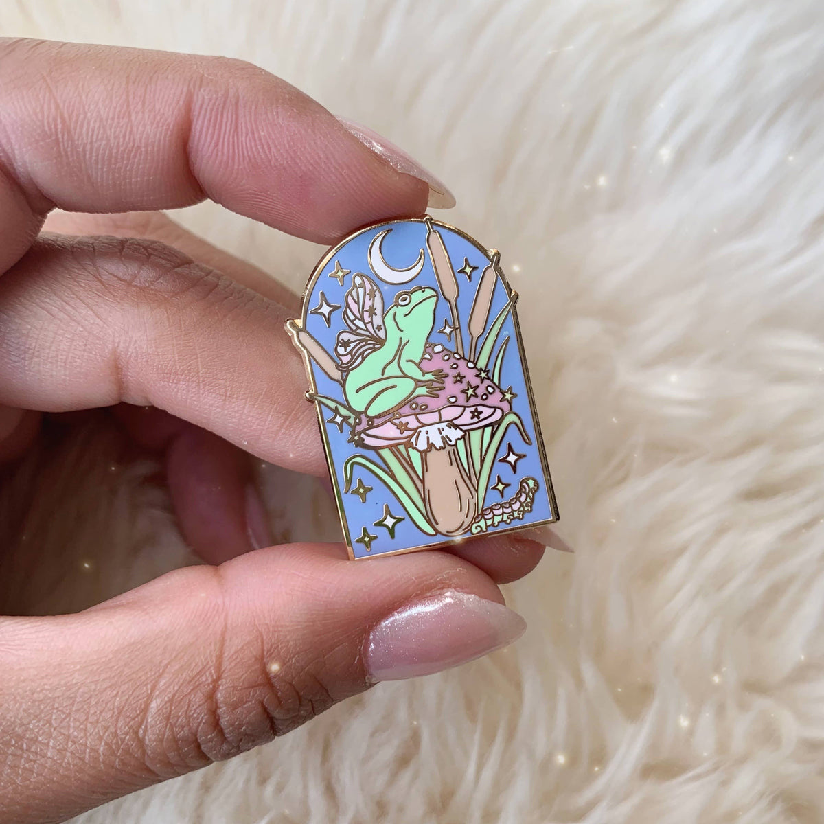 Frog Fairy & Mushroom Enamel Pin