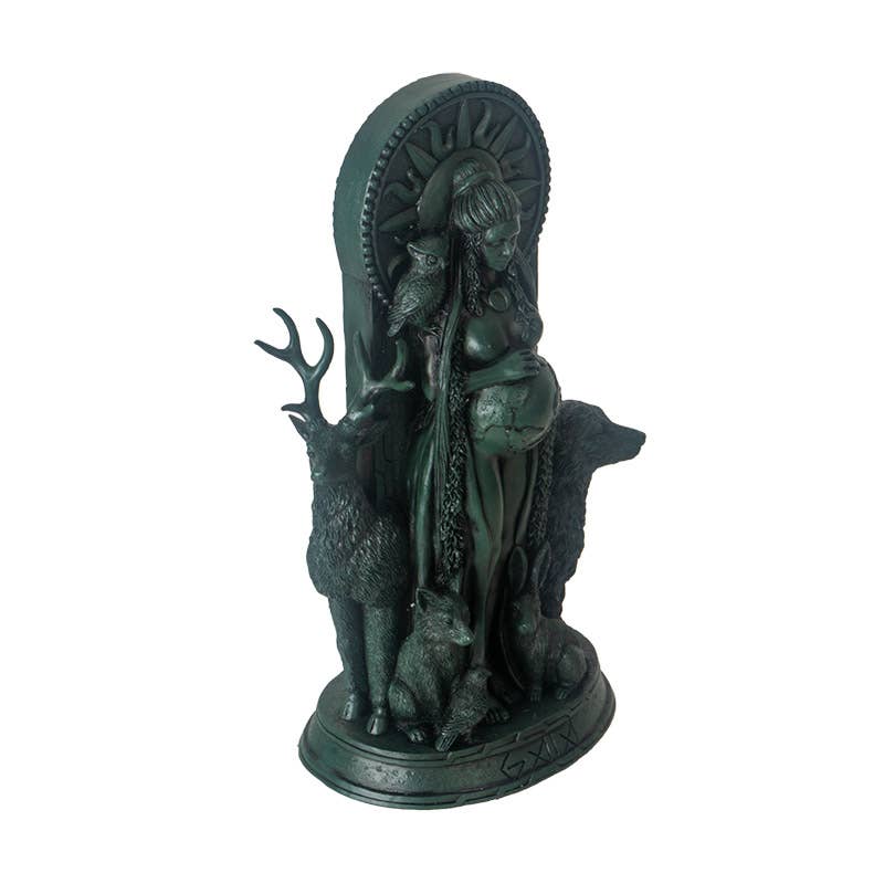 Gaia Goddess of Earth Statue in Dark Green Resin