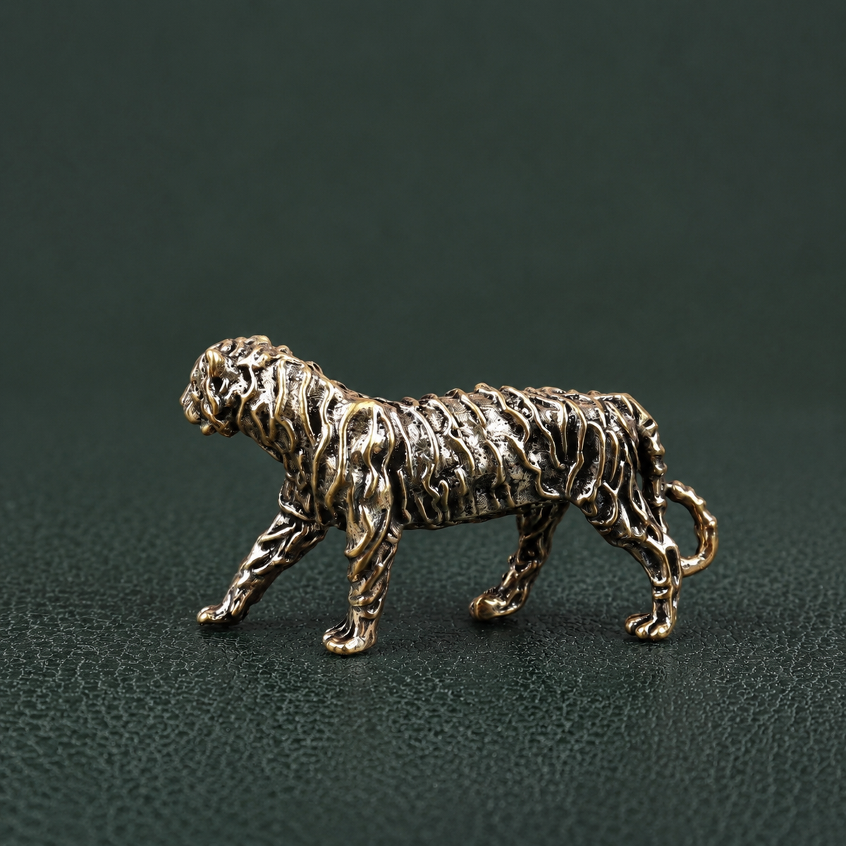 Solid Brass Stripy Tiger Figurine