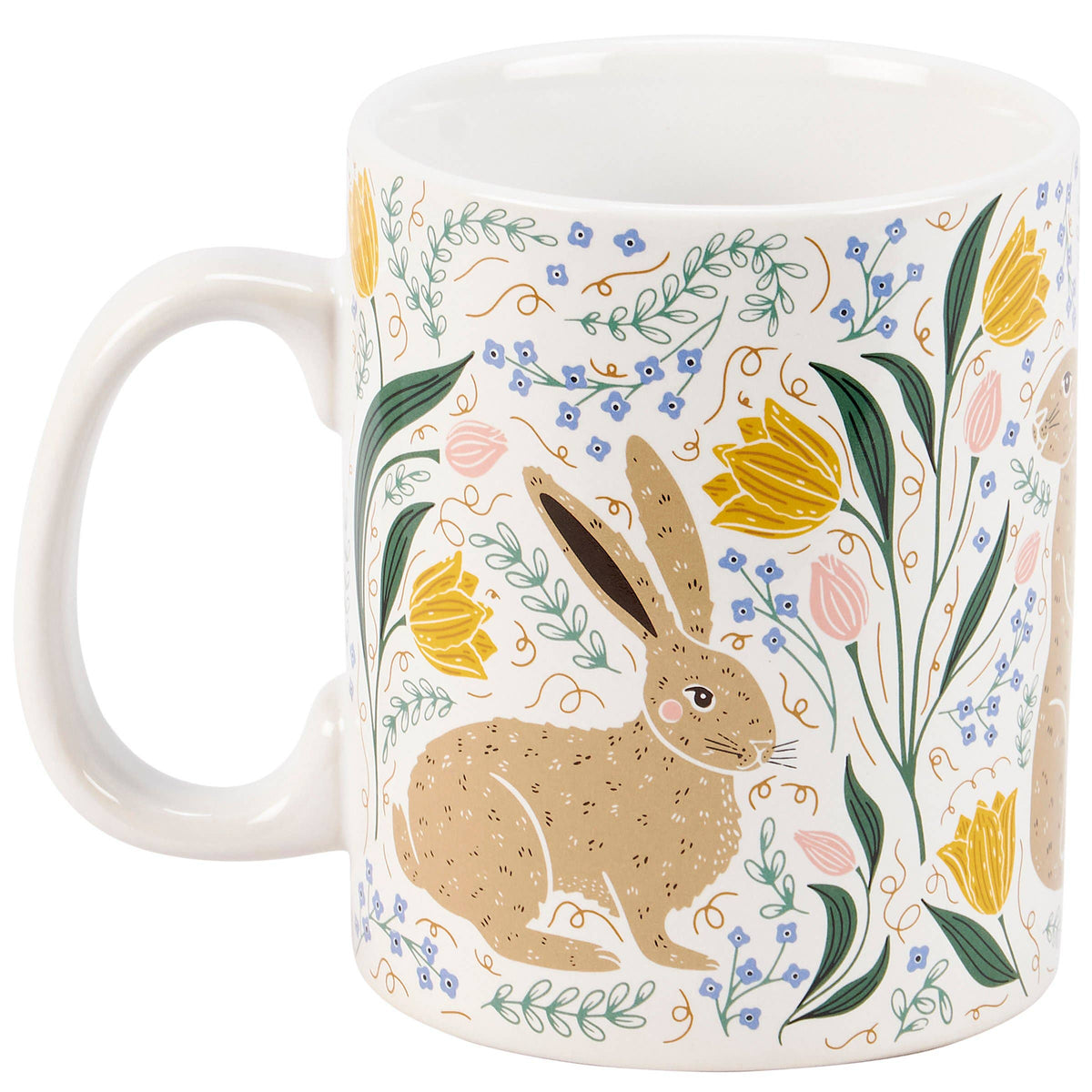 Folk Art Rabbit Stoneware Mug