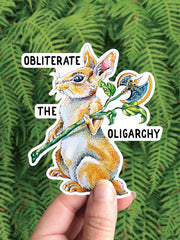 Obliterate the Oligarchy Bunny Rabbit Vinyl Sticker