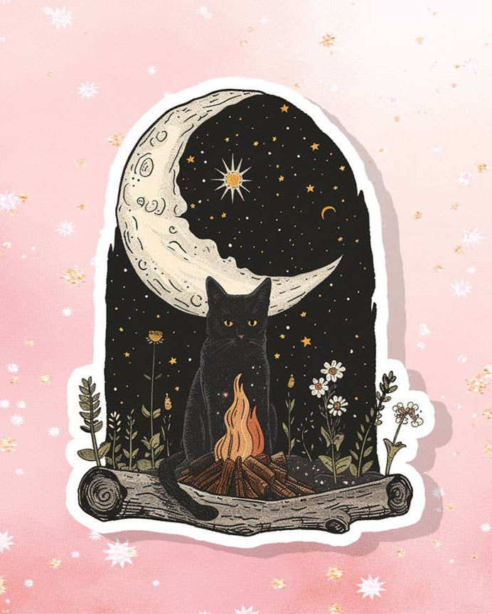 Midnight Bonfire Black Cat Vinyl Sticker