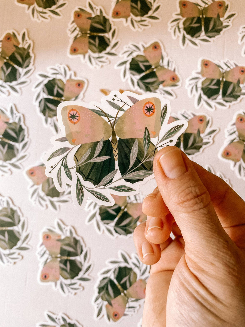Botanical Moth Vinyl Sticker