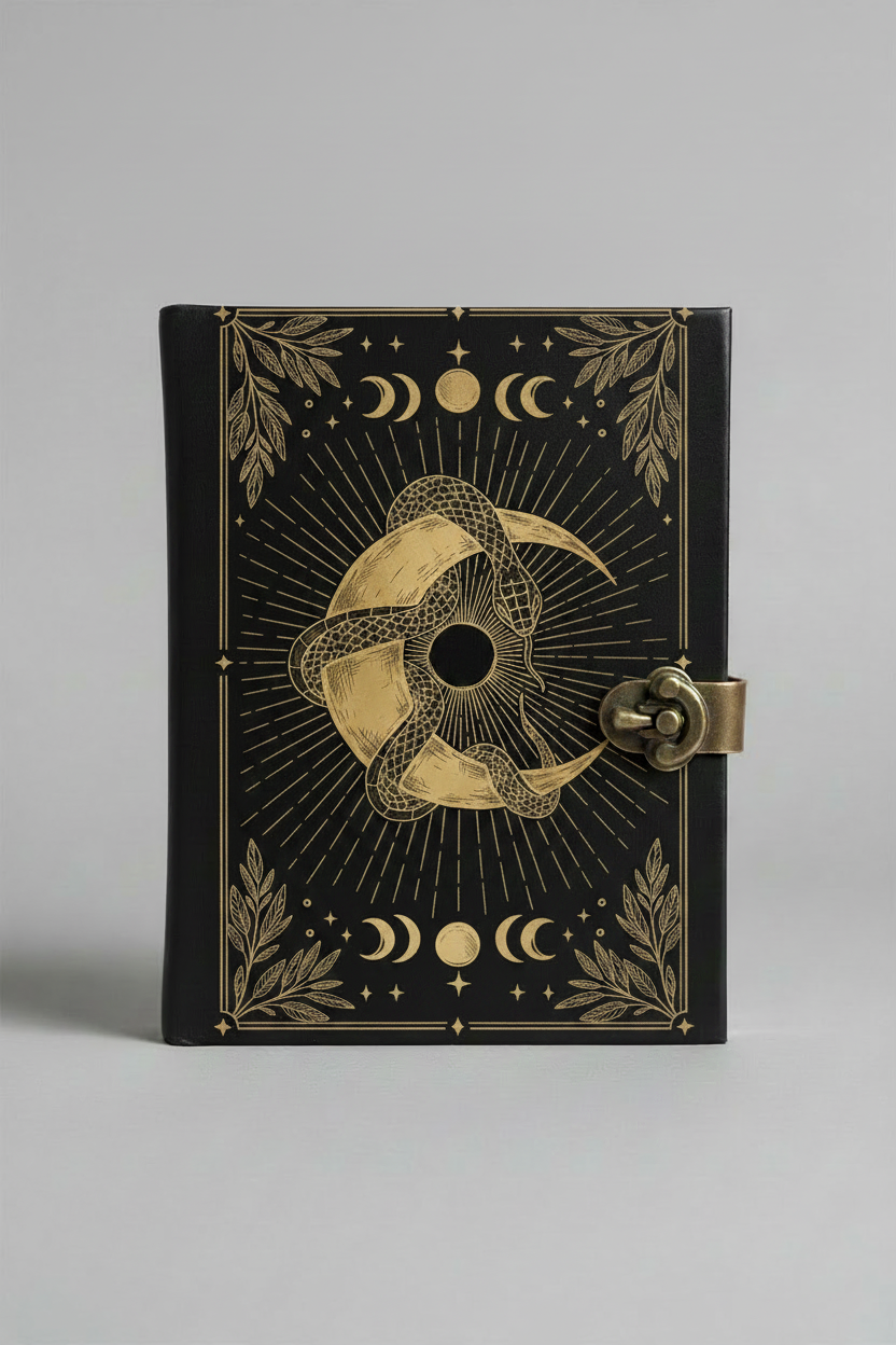 Snake and Moon Leather Journal