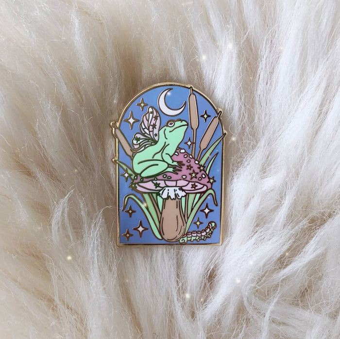 Frog Fairy & Mushroom Enamel Pin