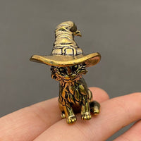 Brass Witch Cat Decoration